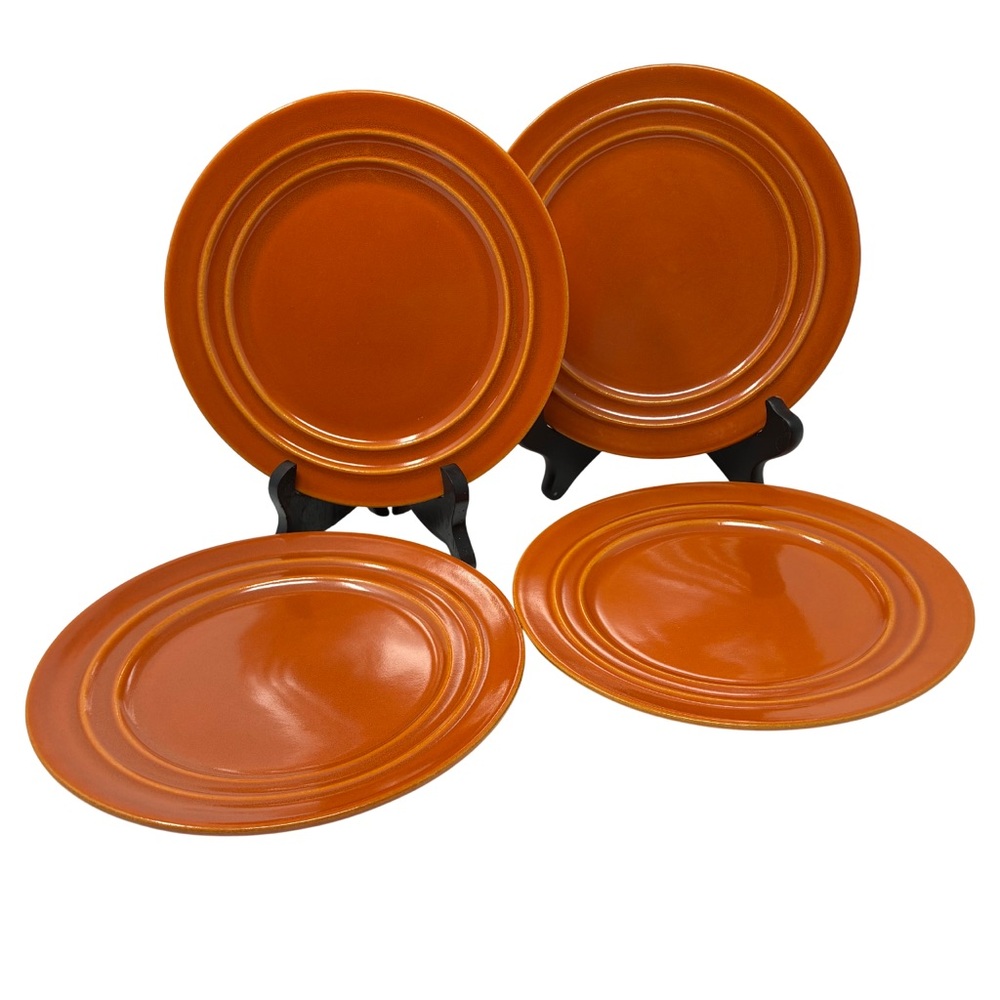 Vintage 1930s Pacific Pottery Hostessware Salad Plates Apache Red Art Deco #610